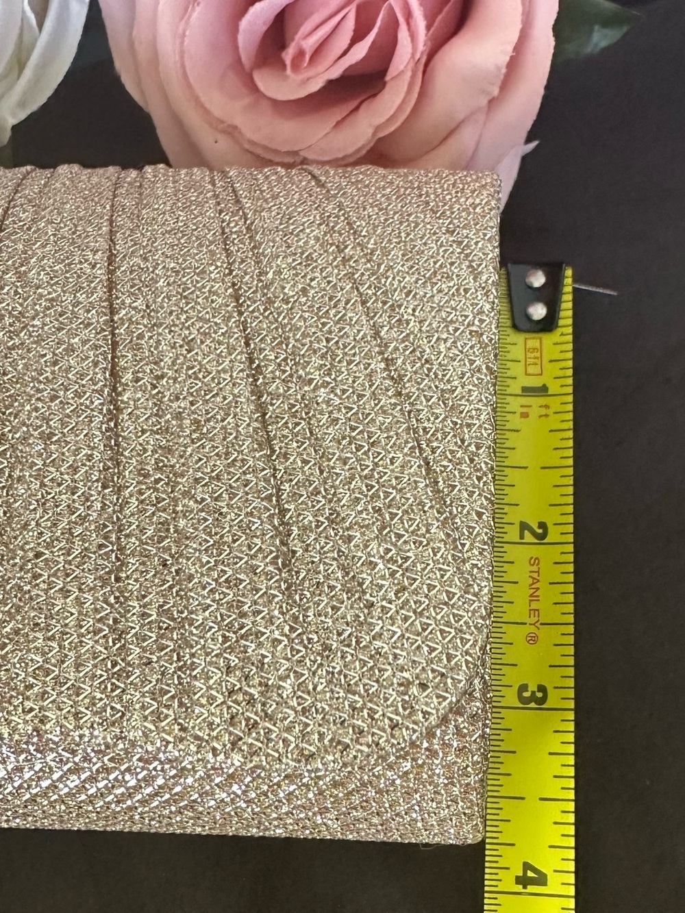 Gold Glitter Evening Clutch Bag Wedding Prom Formal Removable Chain Strap - Picture 6 of 8